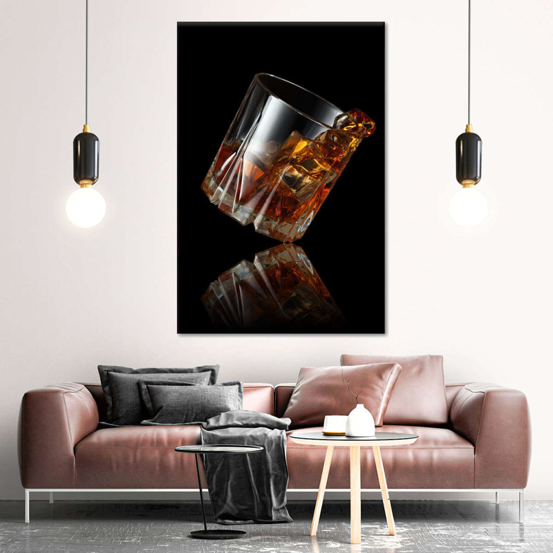 Whiskey Glass Reflection Canvas Print, 12" H x 8" W x 1" D