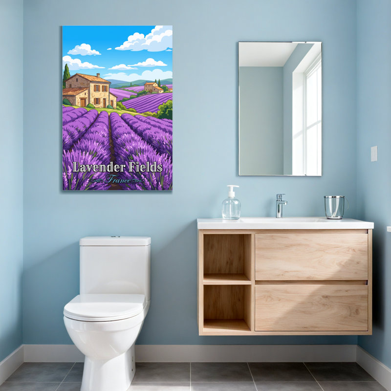 Scènes de campagne et paysages urbains de champs de lavande en France, H 36 po x l 24 po