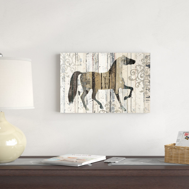 Cheval foncé rectangulaire en filigrane, H 12 po x l 18 po