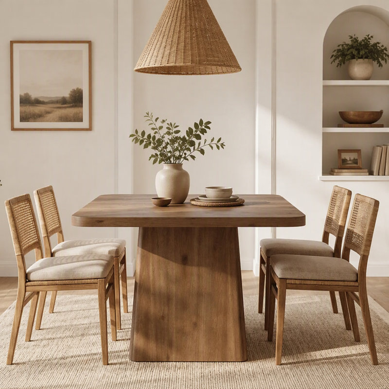Table de salle à manger 39 "carrée en bois massif pour 2 à 4 personnes, table de cuisine moderne avec base piédestal (table seulement)