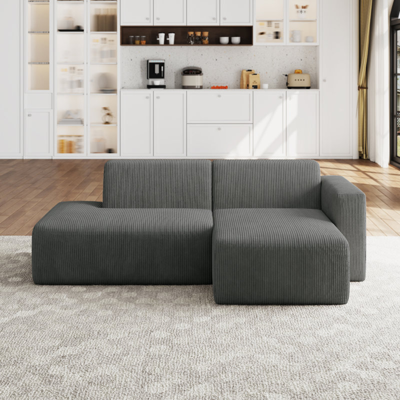 Berlare Modular Corner Sofa, Grey Corduroy, Right Hand Facing