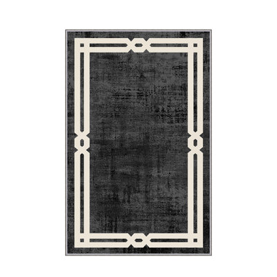 Luxurious Woven Area Rug, 5.9 x 9.2 ft, 100% Polyester, Antibacterial | Non-Slip PVC Felt Dot Underside, 0.3 in Pile Height | Machine Washable, 3D Digital Print, Perfect for Living Room & Bedroom Décor