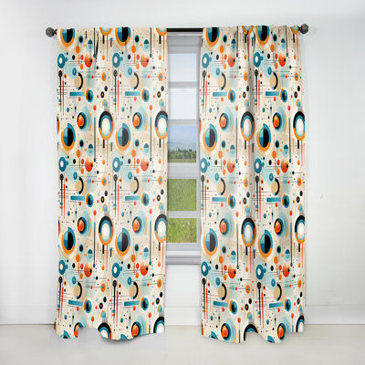 Retro Futurism Vibe I - Mid-Century Curtain - Velvet Room Darkening - 1 Panel