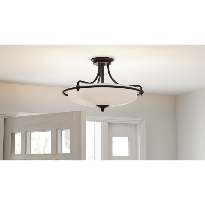 Plafonnier semi-encastré Ampelio, Bronze palladien, H 14 po x l 21 po x P 21 po
