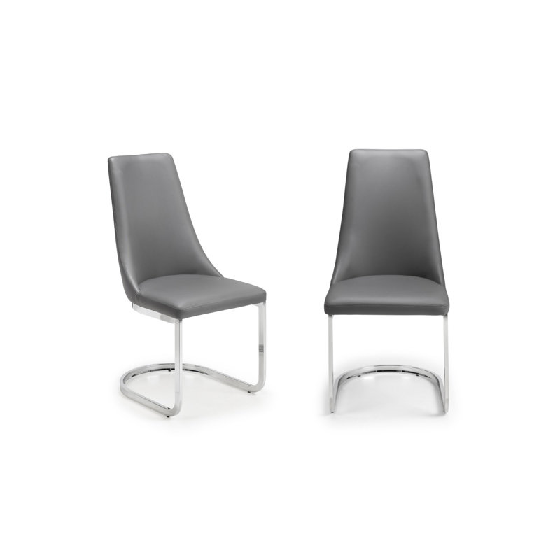 Wynnfield 47cm H Upholstered Metal Cantilever Chair in Grey