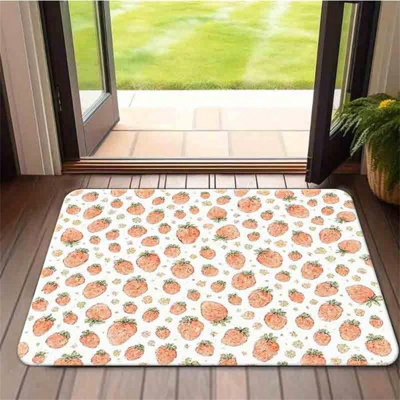 1 paillasson Farmhouse Strawberry Doormat antidérapant pour la maison, le salon, la chambre à coucher ou la décoration extérieure - 17,72 po x 47,74 po