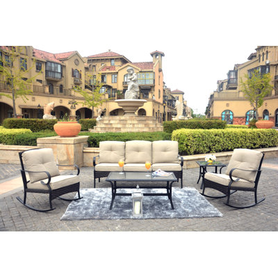 Jaanvi 5 - Person Patio Conversation Set with Cushions