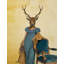 Art sur toile tendue Red Barrel Studio® Fab Funky Gallery: Deer In Blue Dress-1409341438