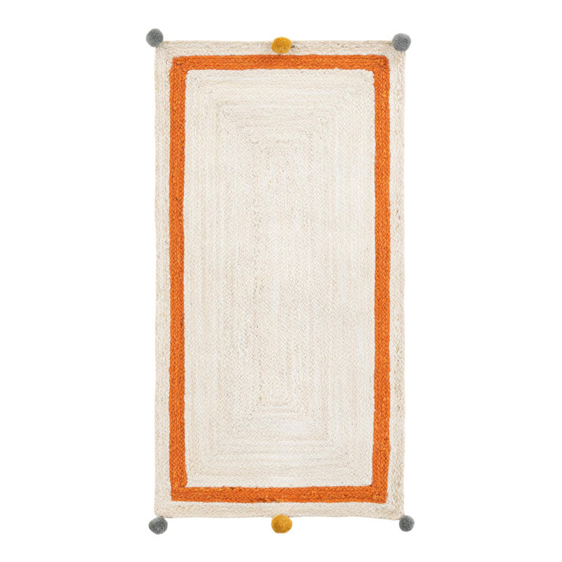 Tapis pour enfants en jute tressé, Rond 2 pi x 4 pi 1 po