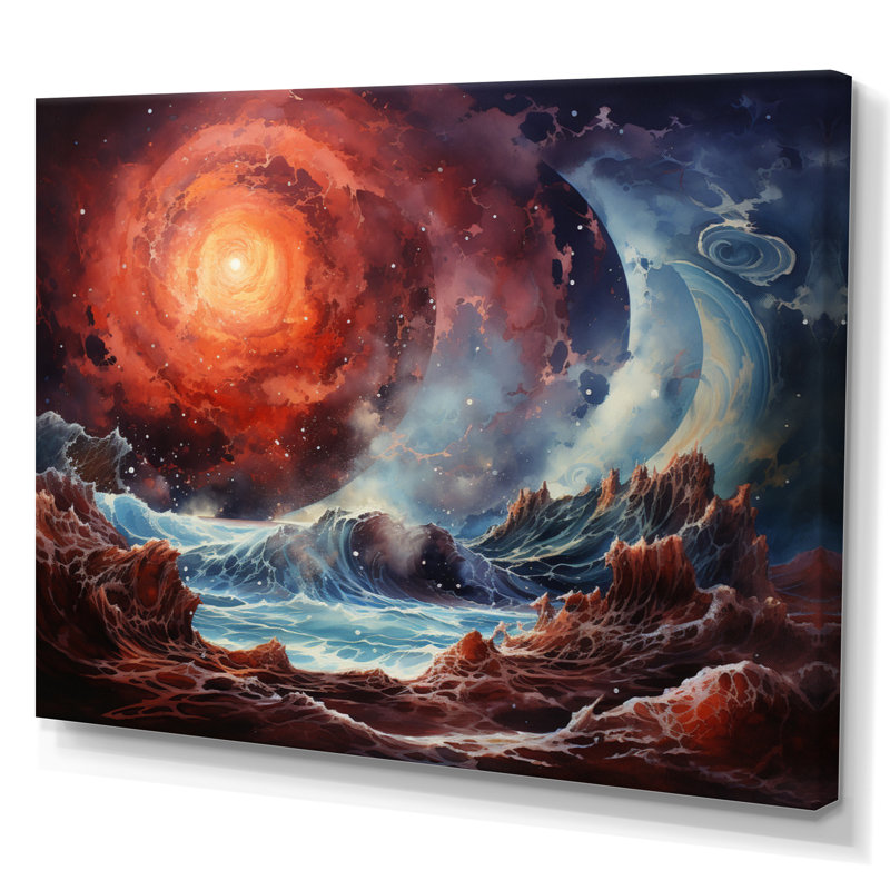 Planète Jupiter orageuse I - reproduction sur toile, H 34 po x l 44 po x P 1,5 po, Toile tendue
