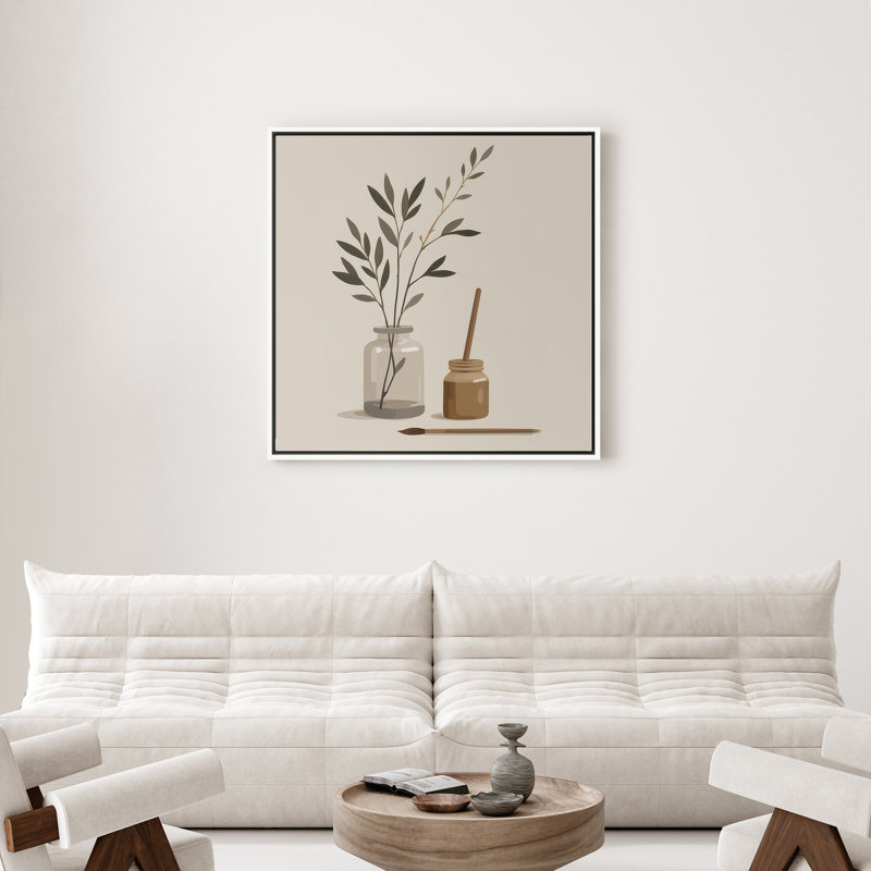 Art mural encadré abstrait rétro antique classique pour chambre à coucher, H 16 po x l 16 po, Blanc