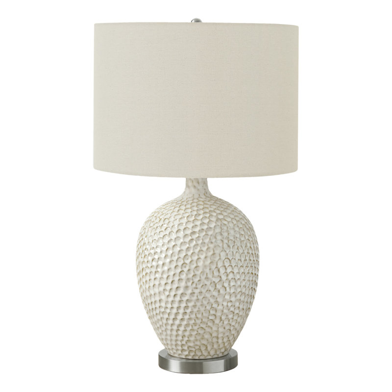 H 28 po, lampe de table, céramique crème, abat-jour ivoire / crème, contemporain, éclairage, lampe de table