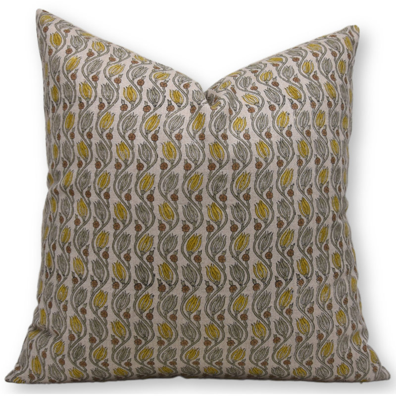 Floral Linen Indoor/Outdoor Pillow Cover, 14" x 14", Square