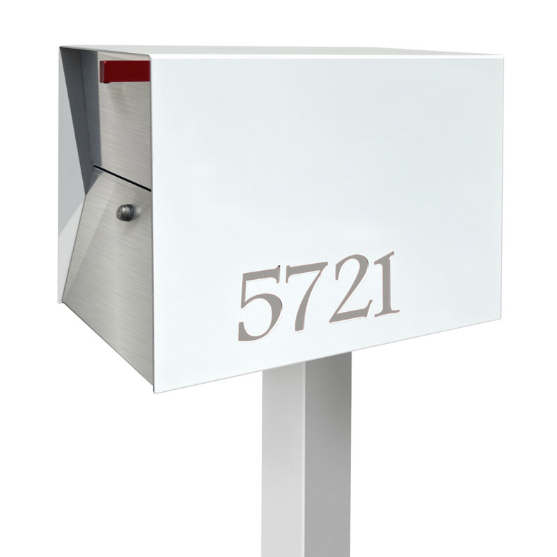 UptownBox Locking Small Package Box in ATCTIC WHITE DESIGNER GRAY, White/Stainless Steel, Yes