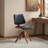 Faux Leather Upholstered Swivel Office Chair with Wood Frame-873539195
