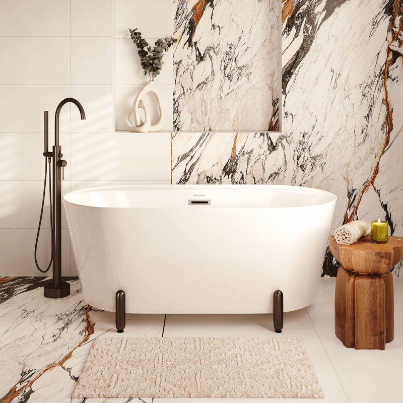 Baignoire autoportante 59 "avec support noir mat Monaco, Blanc mat