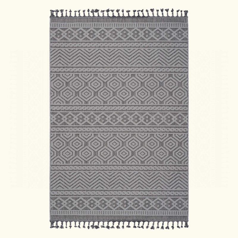 Geometric Indoor/Outdoor Area Rug, Stain-Resistant And Non-Shedding For Modern Spaces., Rectangle 6'7" x 7'9"