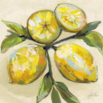 Lemons On Cream by Jeanette Vertentes - Wrapped Canvas Painting