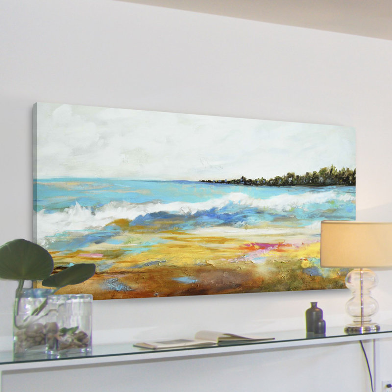 Beach Surf II - Wrapped Canvas Painting, 30cm H x 61cm W