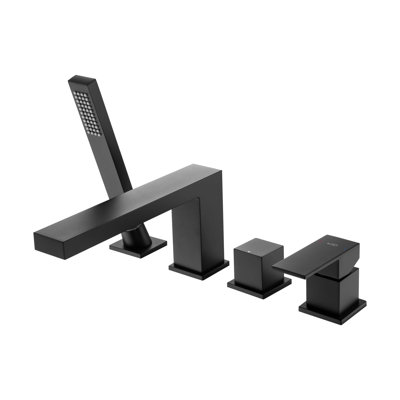 Cube Deck-Mounted Tub Filler with Diverter