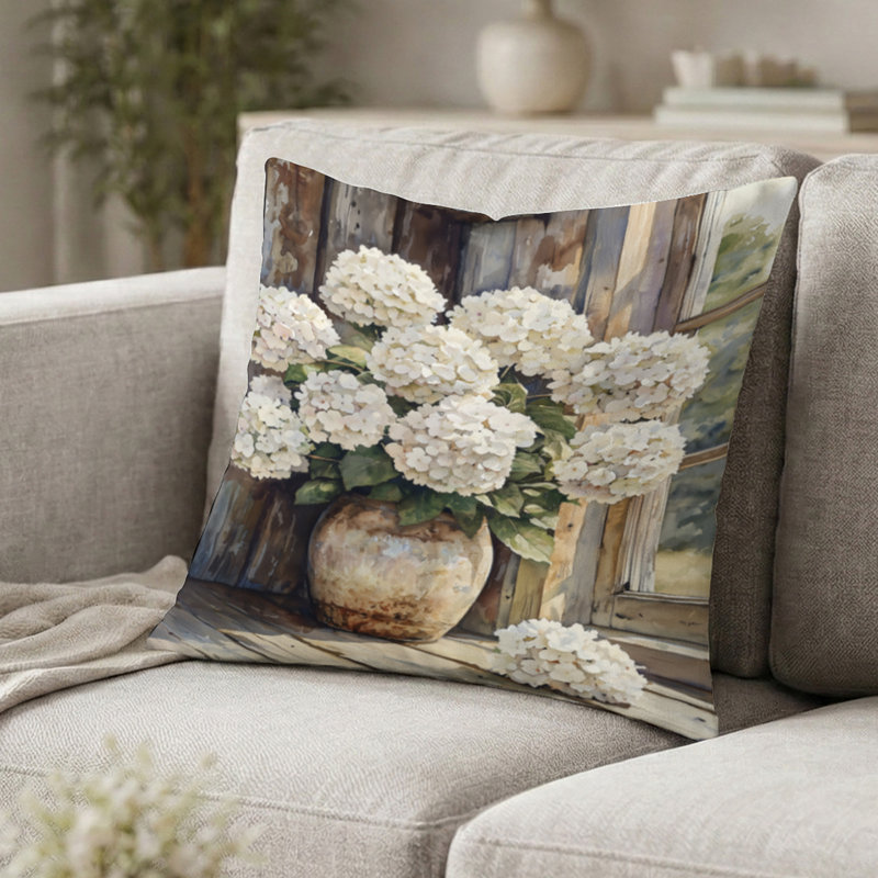 Coussin décoratif Hydrangea, H 18 po x l 18 po