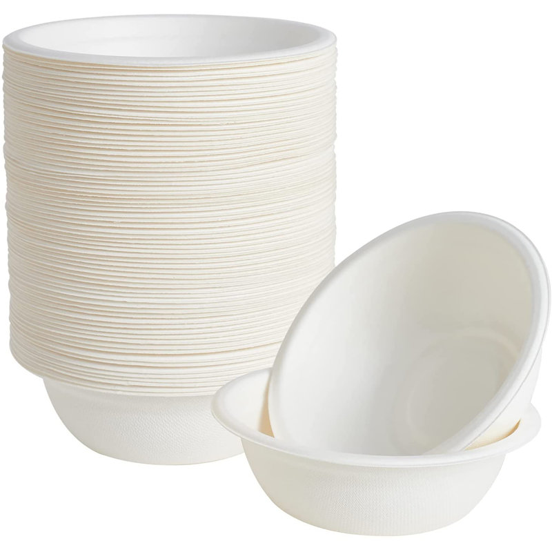 Bol en papier rond 100% compostable jetable naturel