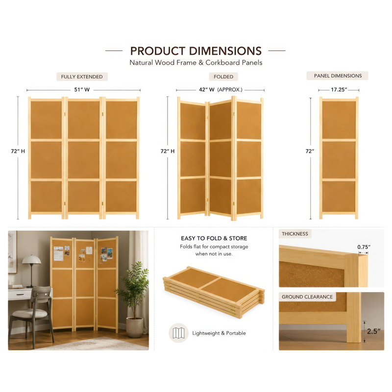Cork Board Room Divider, 3