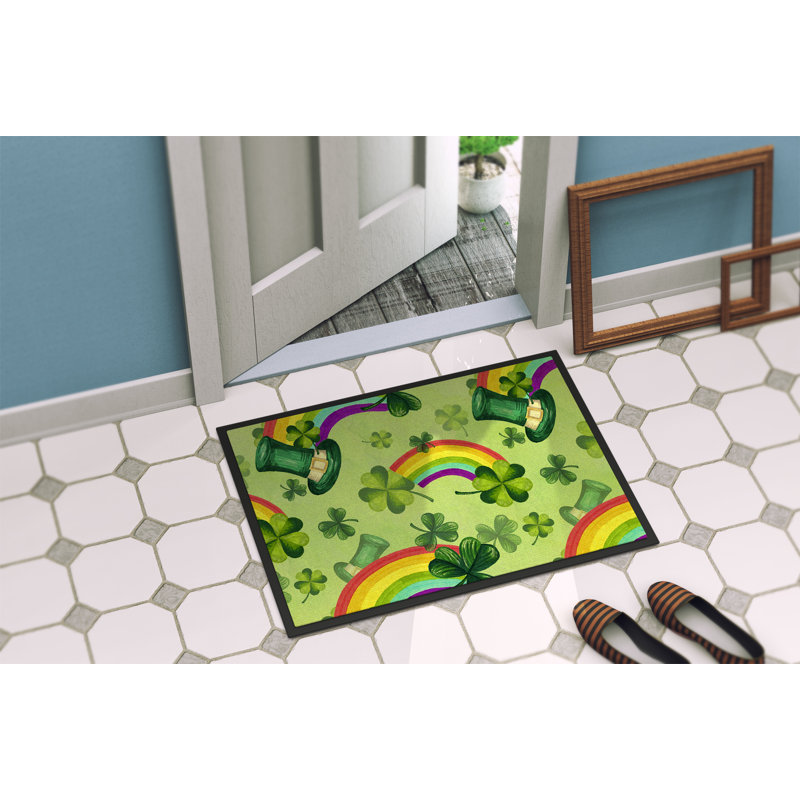 Tapis d'entrée antidérapant Adrienn St Patrick's Day, Rectangle 1 pi 6 po x 2 pi 3 po