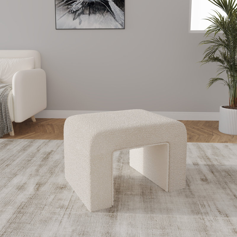 Banc d'appoint rembourré Vint Modern, Blanc