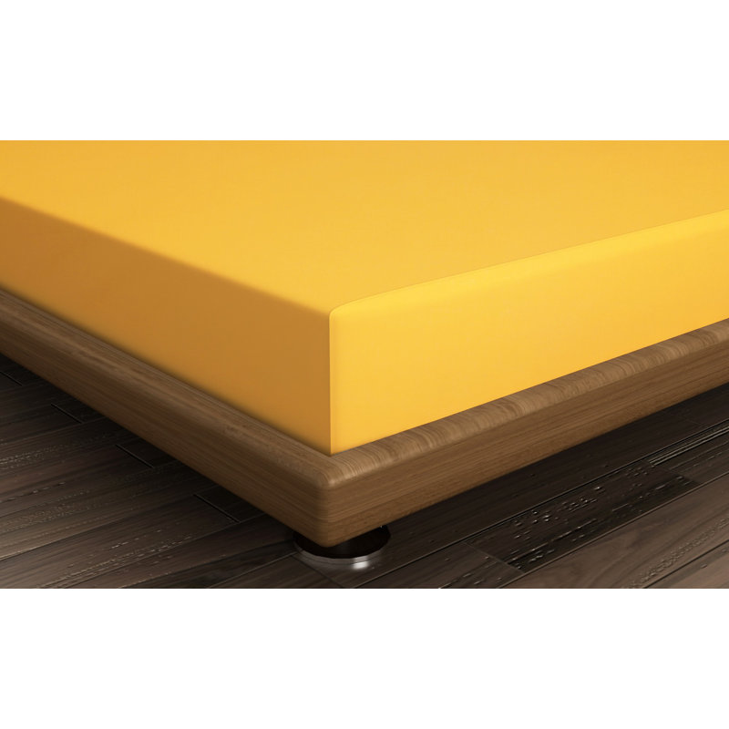 Premium 100% Cotton Single Fitted Sheet, Mustard Yellow, 35.4 x 78.7 + 7.9 inches | 142 Thread Count, Antibacterial Protection, Sanforized, Machine Washable at 86°F | Soft, Durable Bedding for Ultimate Comfort