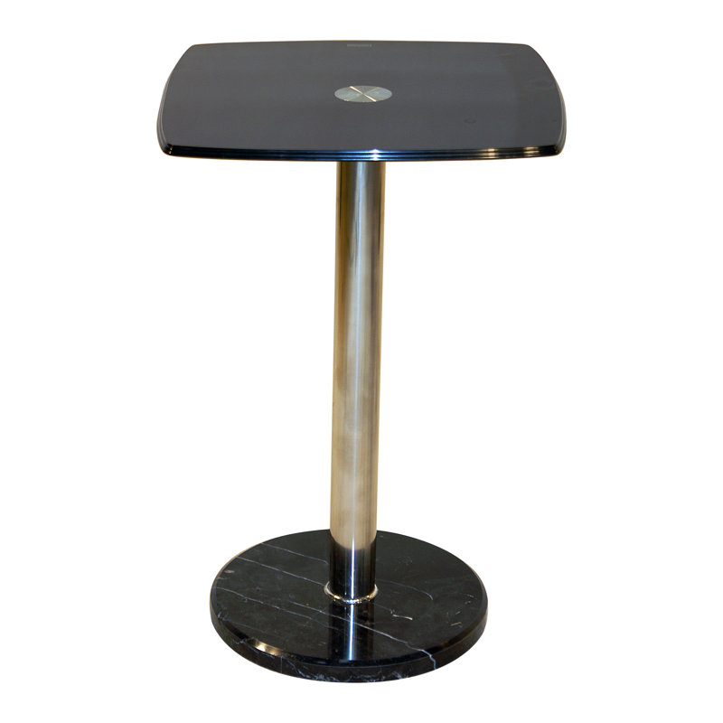 Myron Glass Top Pedestal Side Table Set, Painted Black