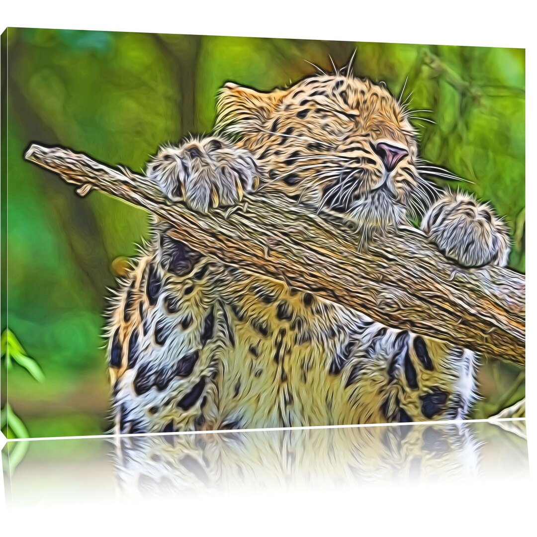 Leinwandbild Verspielter Leopard