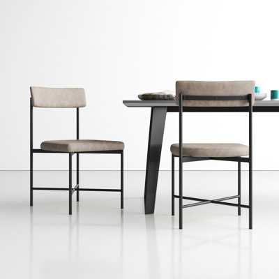 20'' H Leather Upholstered Metal Armchair