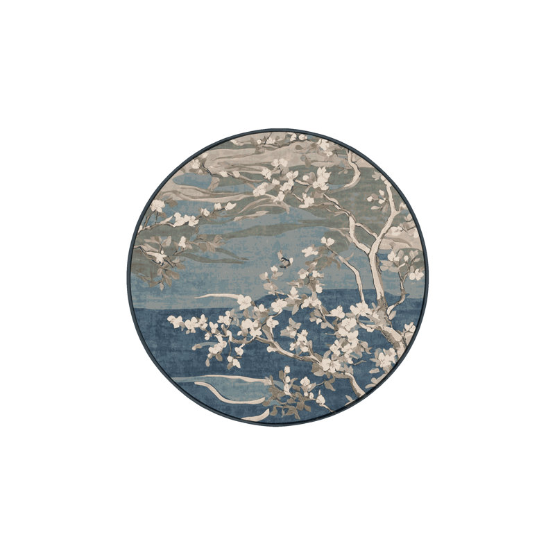 Machine Washable Gray Area Rug, Round 7'