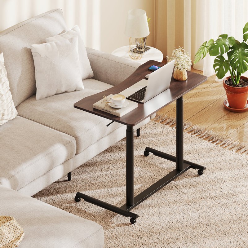 Caisyn Adjustable Metal Base Standing Desk, Brown/Black