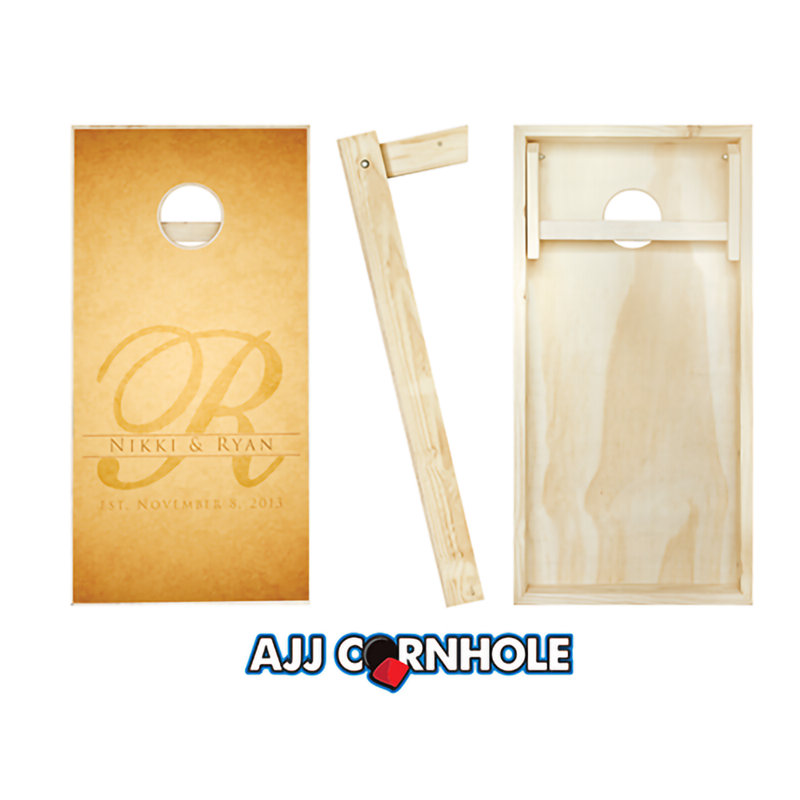 Ensemble de jeu de cornhole en bois massif 2 pi x 4 pi avec sacs, Rouge / jaune