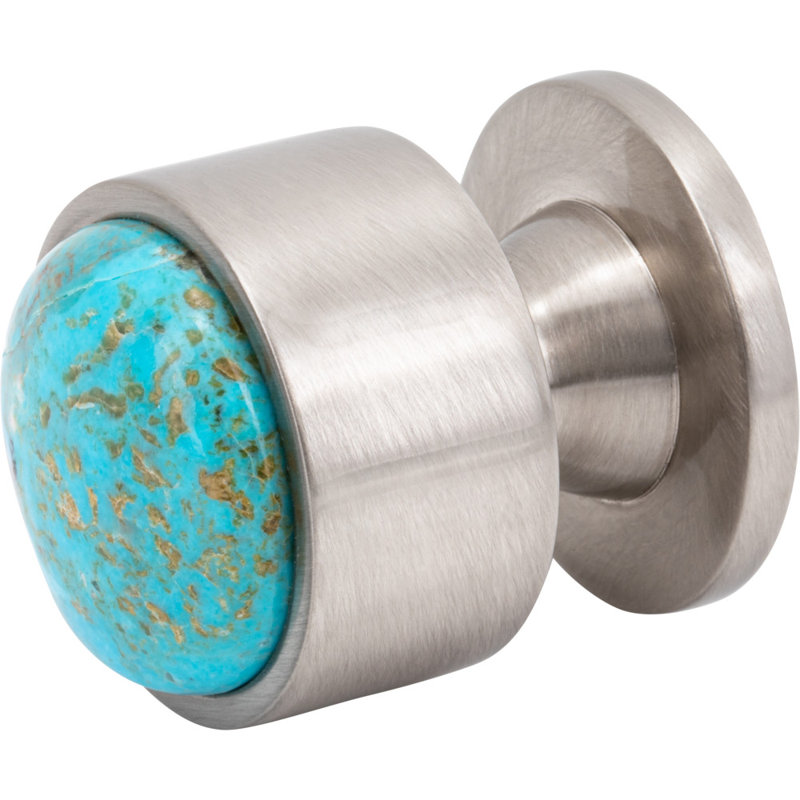 Firesky Diameter Knob, Brushed Satin Nickel, Mohave Blue, 1 1/8"