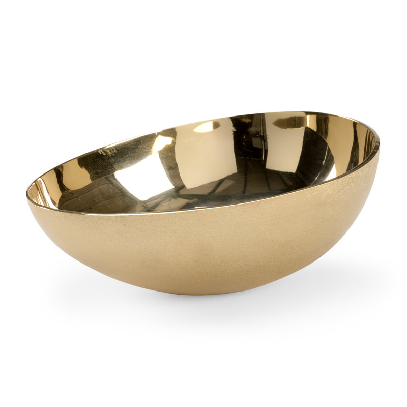 Aluminum Decorative Bowl, 3.5" H x 9" W x 6.5" D
