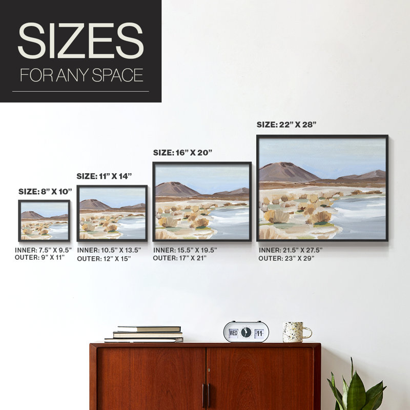 Étude de l'oasis du désert II - reproduction encadrée - réaménageable, H 16 po x l 20 po, Noir, noir, noir, noir