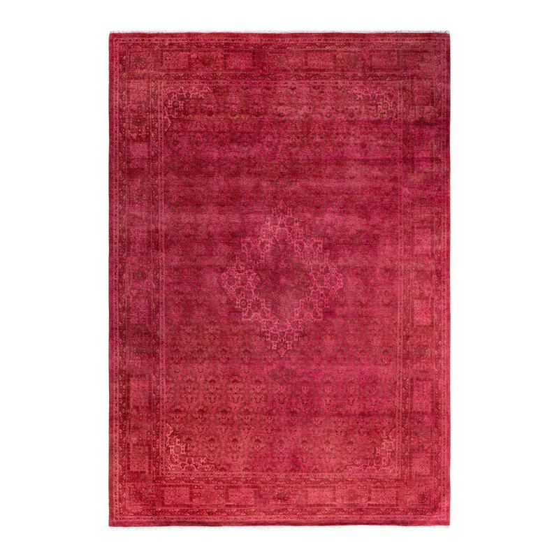 Tapis unique noué à la main Fine Vibrance - rose, 6 pi 2 po x 8 pi 9 po