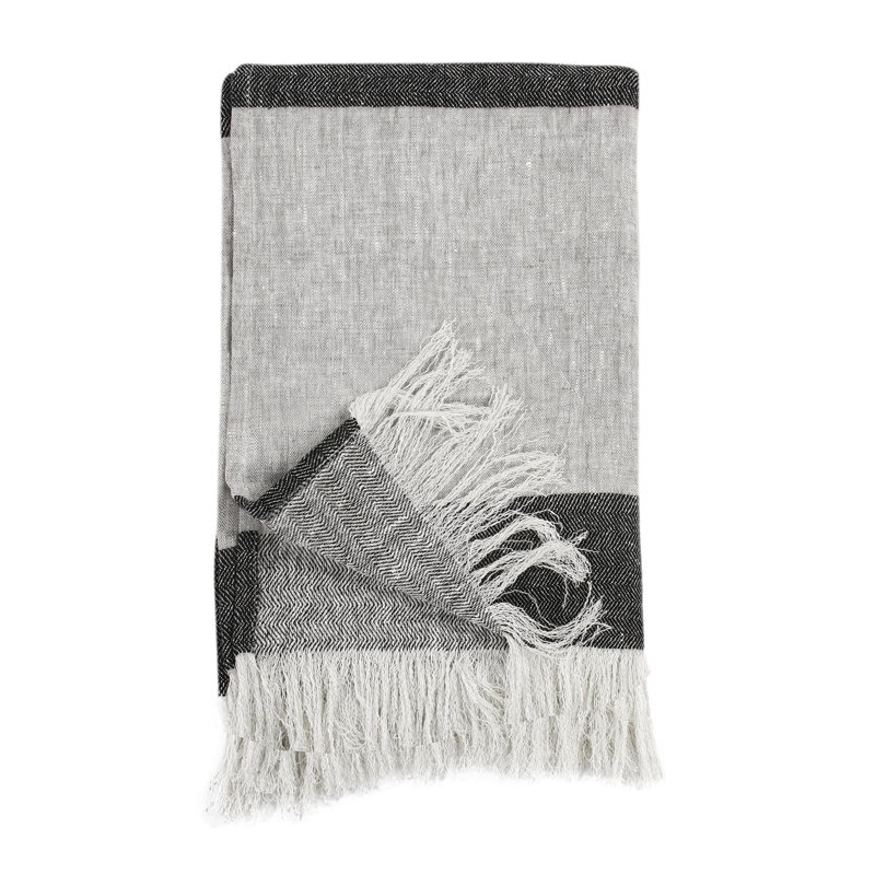 Talara Hand Woven Blanket, Gray/Natural/Charcoal