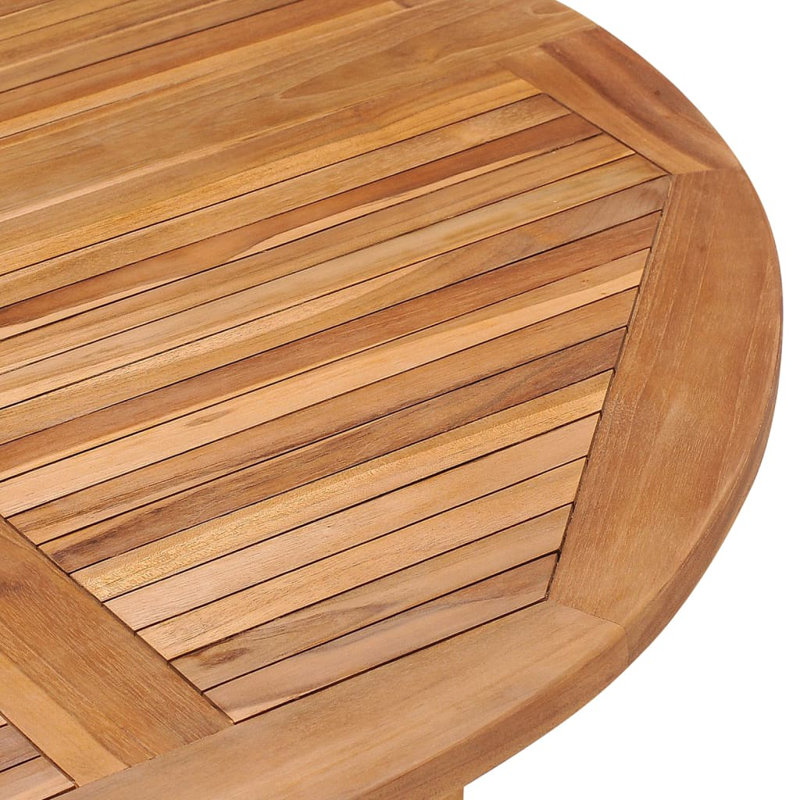 Acalia Round Teak Solid Wood Outdoor Dining Table, 75cm H x 110cm W x 110cm D