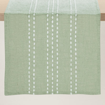 mDesign Woven Cotton Stripe Table Runner - Machine Washable - 80 Inches Long - Ideal for Kitchen or Dining Room Table