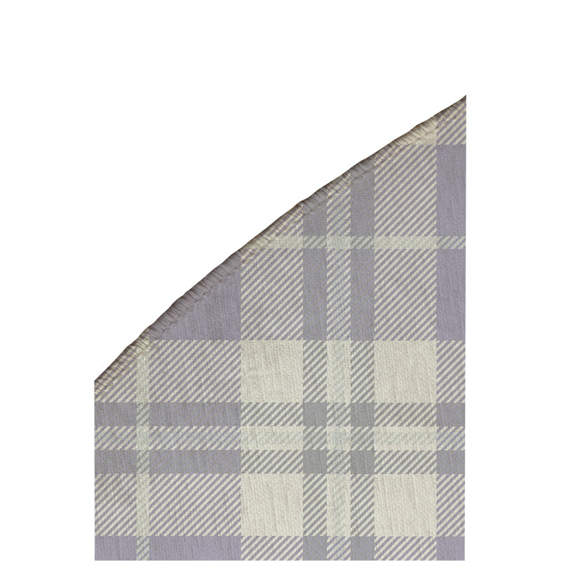 Tartan Block Non-Slip Outdoor Rug, Round 5'