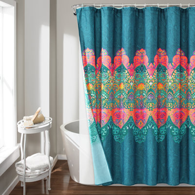 Ensemble de 14 pièces de rideau de douche avec crochets et doublure inclus Lush Decor Boho Chic