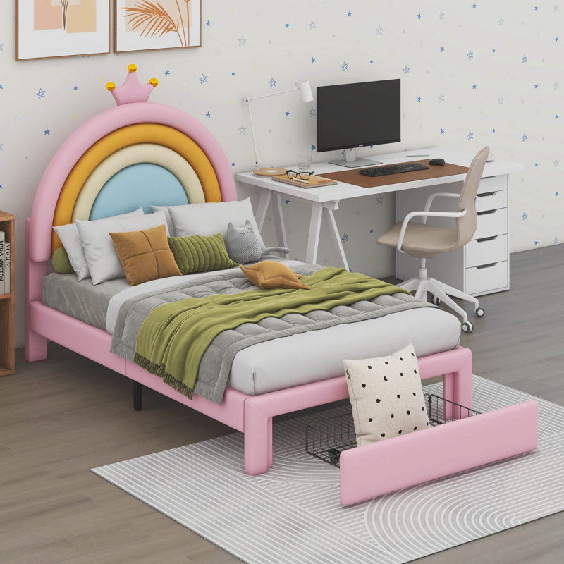 Lit plateforme tapissier Areeza, Lit simple