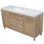 Meuble-lavabo 60 po en bois naturel avec armoires en rotin et lavabo SMC