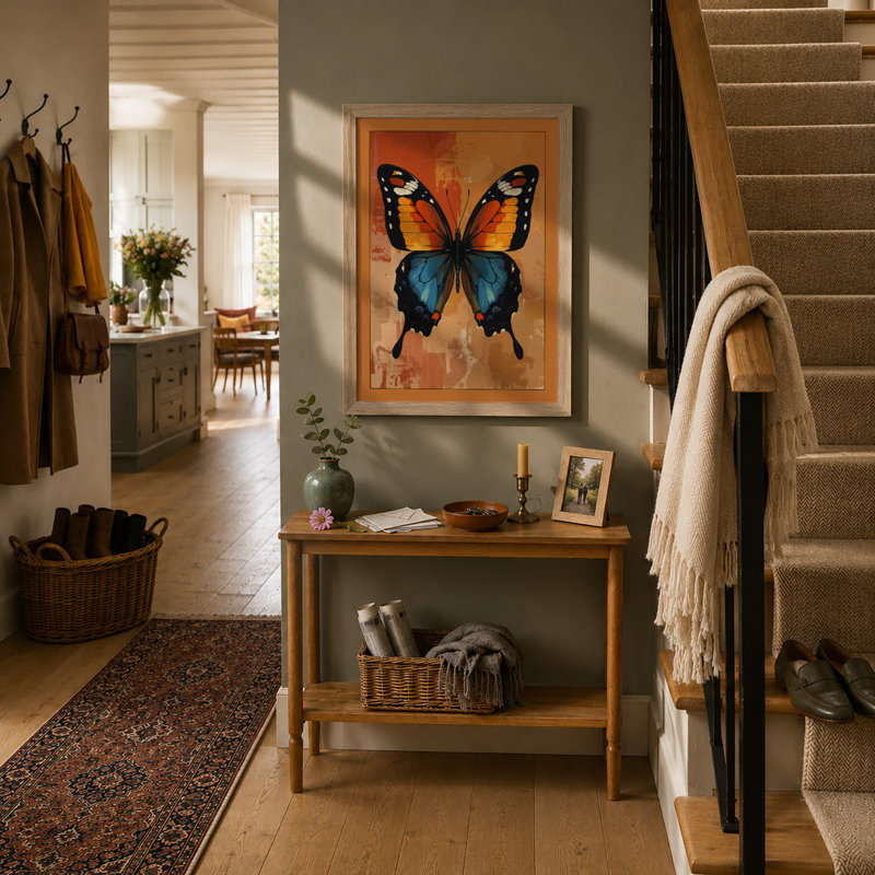 Symmetrical Butterfly Study Boho - Framed Print, A1 - 84.1 x 59.4 cm, Oak