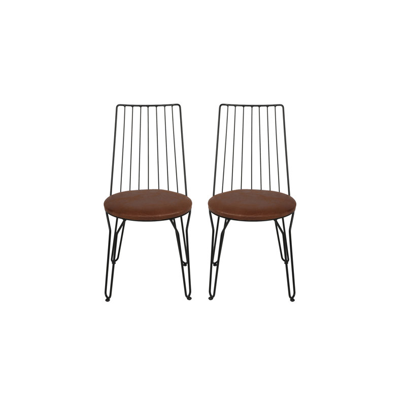 Ensemble de chaises modernes et industrielles, similicuir noir et structure en métal, dimensions: 17,3 po x 33,1 po x 17,3 po | Capacité de poids: 385 lb | Parfait pour la salle à manger, la cuisine ou le bureau, design élégant et durable