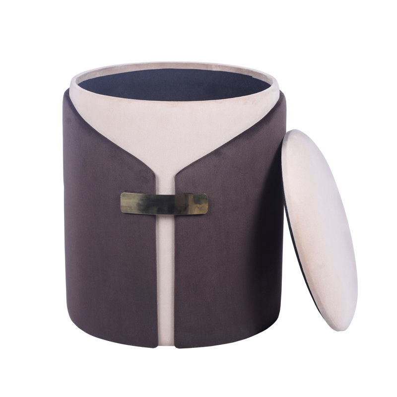 Tabouret de coiffeuse brun avec rangement à deux tons, accents dorés polyvalents, facile à entretenir, l 14,5 po x P 17,5 po, poids de 265 lb, conception de style moderne, fonction de rangement, option, nettoyage élégant